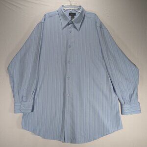 Claiborne Mens Light Sky Blue Long Sleeve Striped Button Down Up Dress Shirt XL